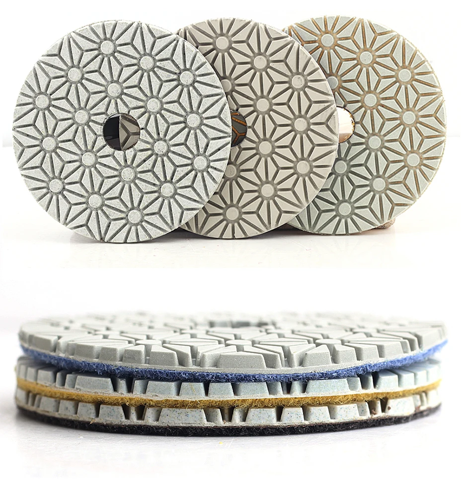 100mm Flexible Grinding disc Resin Bond Polishing Pad Wet Polishing Pad 3steps star Symbol