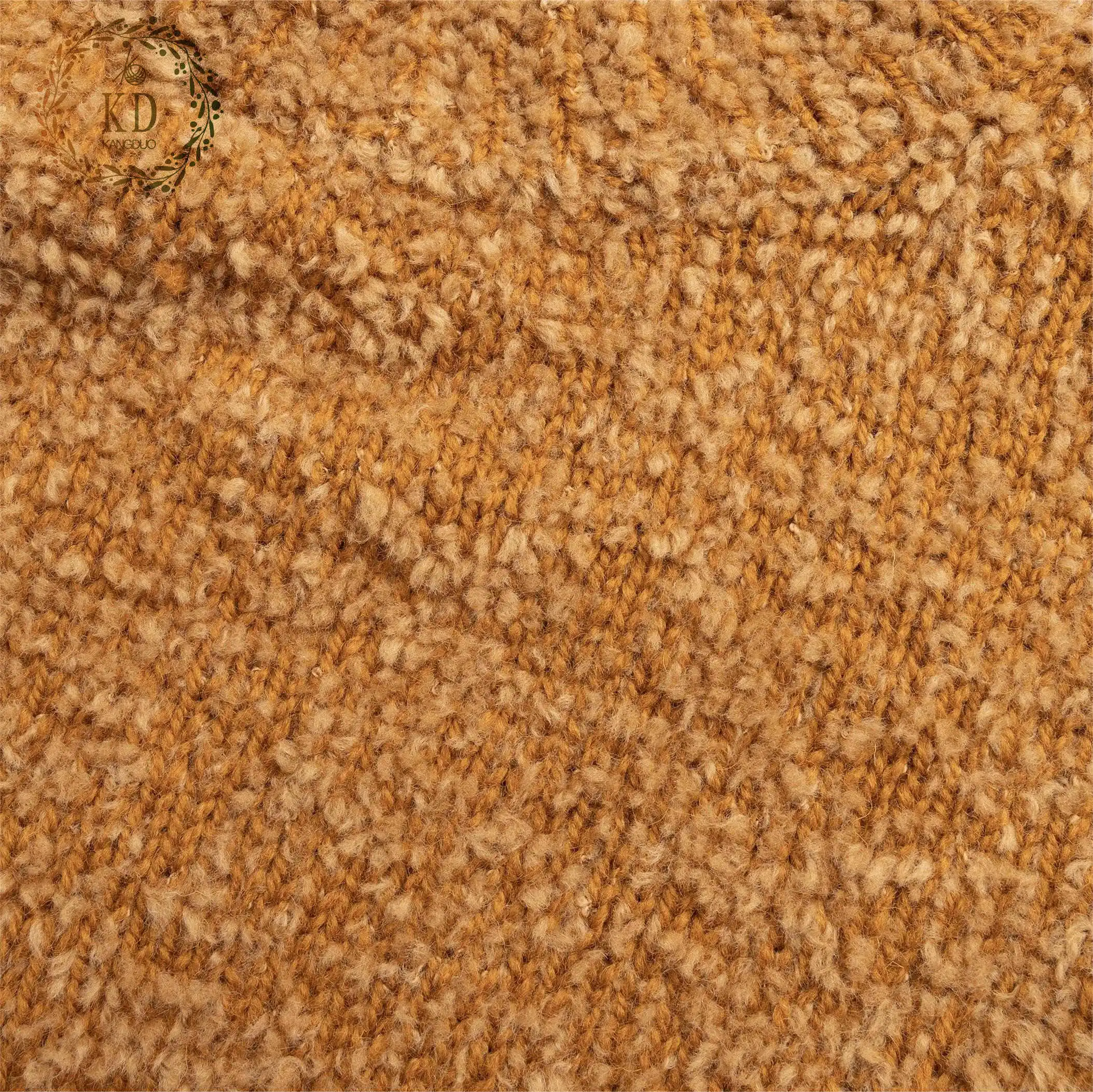 KD Knitwear Manufacturer Custom OEM ODM Designer Long Sleeves Crew Neck Pullover Boucle Yarn Knit Wool Blend Men Sweater