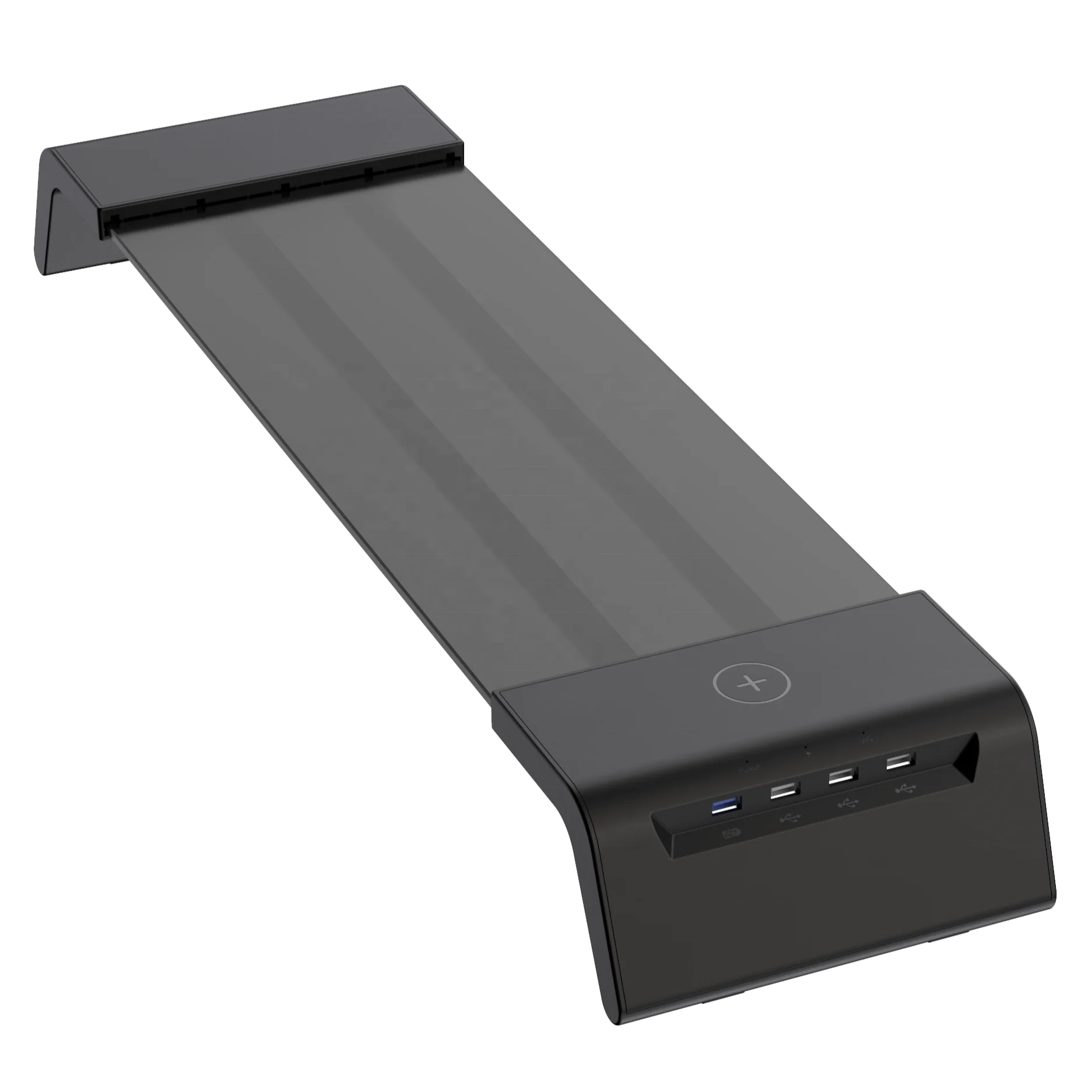 
Computer monitor laptop desk stand bracket with usb hub charger wireless charging and UV-C LED for disinfection 