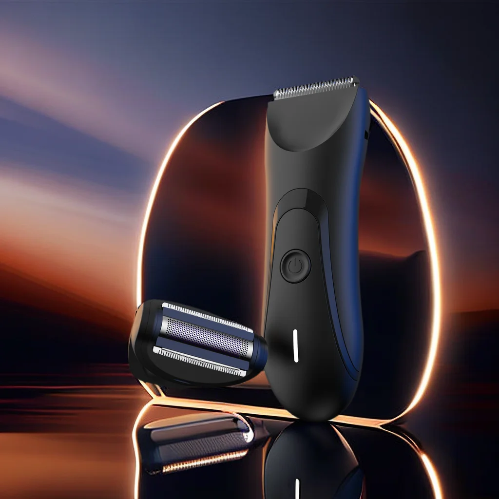 lilipro Dual-head System SkinSafe Blades Razor for Men with Replaceable Head Waterproof Wet/Dry Electric Groin Hair Trimmer