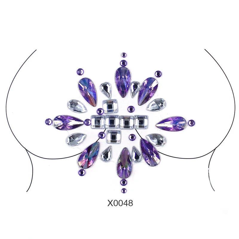 2022 Wholesale Sexy Rave Festival Cameo Resin Rhinestone Chest Crystal Body Jewels Sticker Breast Patch Nipple Cover