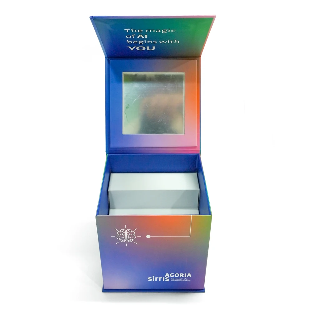 OEM Support Magnetic Lid Cardboard Makeup Palette Eyeshadow Packaging Box With Mirror for Cosmetic Handmade