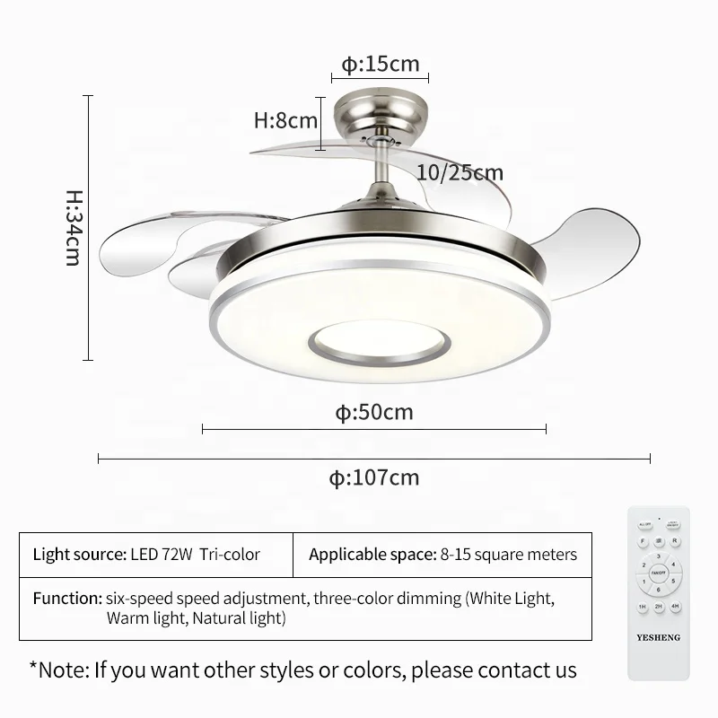2034 sliver retractable ceiling fan