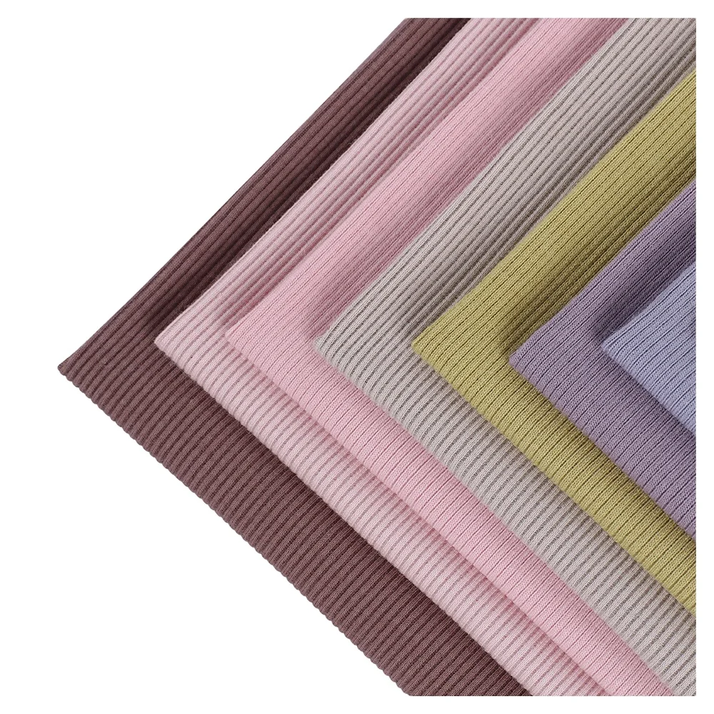 Langka custom elastane 92% bamboo fiber 8% spandex 2*2 rib knit fabric for pajamas sleepwear