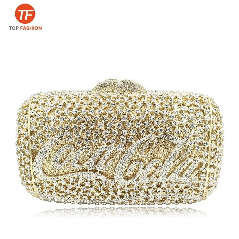 China Factory Wholesales Crystal Rhinestone Clutch Bag for Prom Party Diamante COCA COLA Minaudere Women Evening Bag