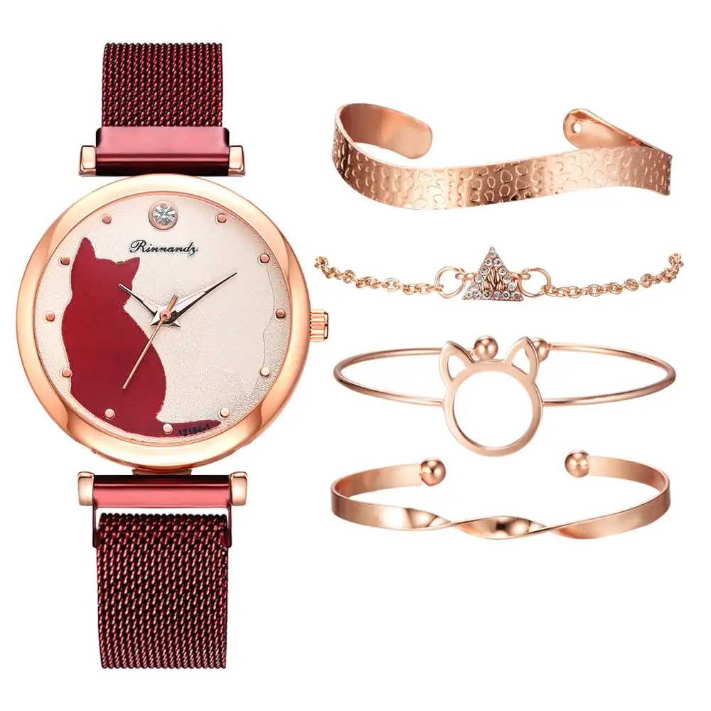 2020 new ladies watch cat fashion watch bracelet set expensive watches wholesale