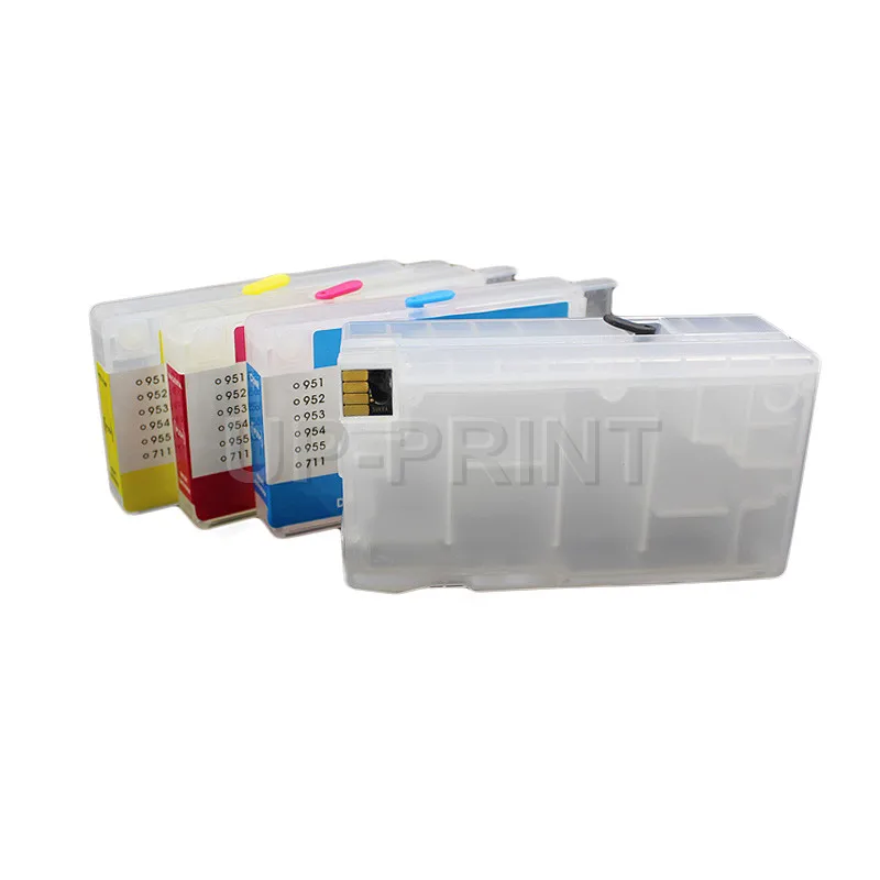 4 Colors   Empty Refillable Ink Cartridge With Permanent Chip Compatible for HP DesignJet T125 T130 T525 T530 Printer