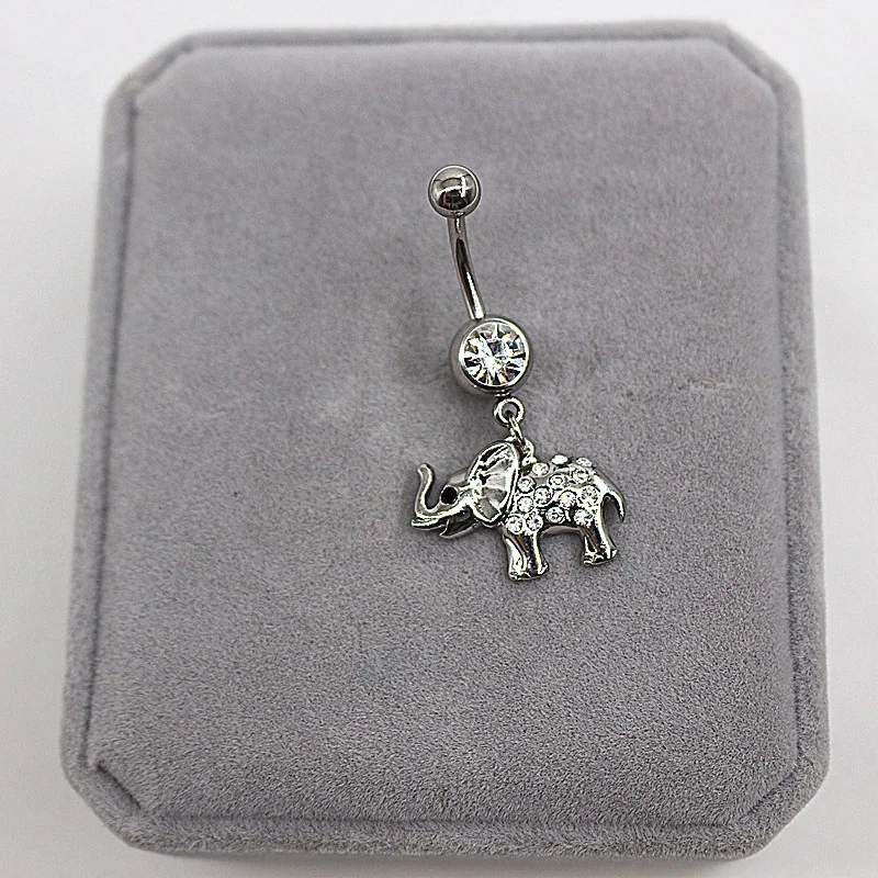  BBR-123 Vintage Body Piercing Jewelry Custom Surgical Designer Elephant Dangle Belly Button