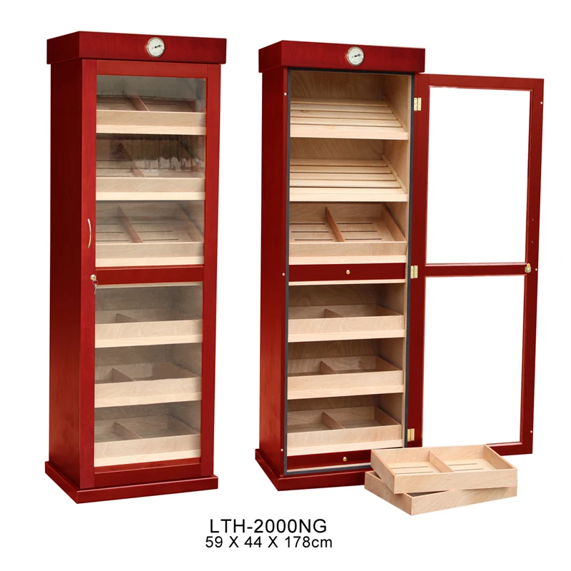 Lonten Wholesale Custom one door Spanish Cedar Cigars cabinet  display Box Storage Humidors humidor cigar cabinet raching