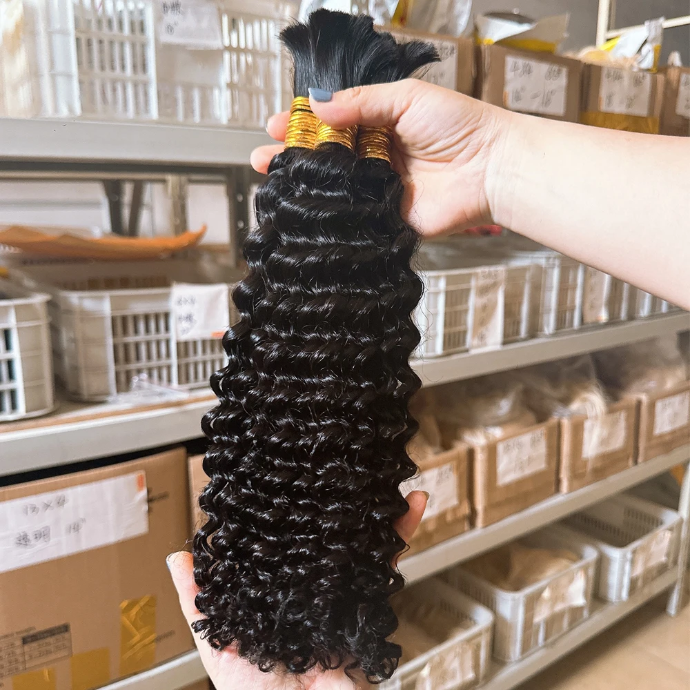 Hot Sale Raw Virgin Water Wave Bulk Human Hair Extensions No Weft for Boho knotless braids