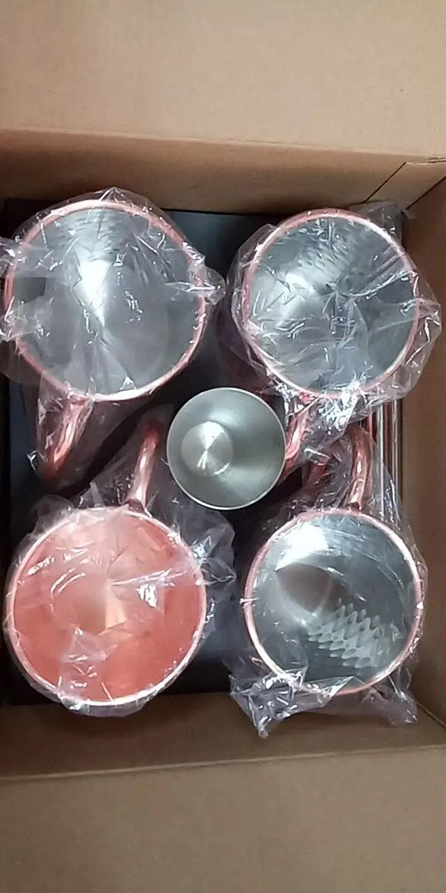 Copper Mug With Copper Handle Food-Safe Hammered Drinking Water and Beer Gift Set Cups for Moscow Mules