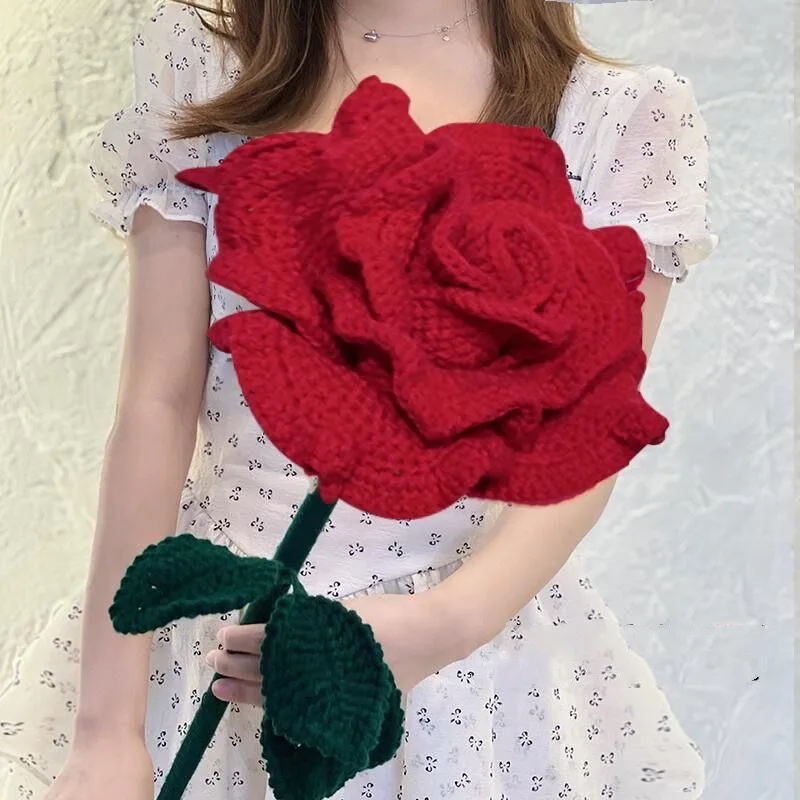 Extra Large Flowers Hand Crocheted Artificial Rose Flowers Home Decor For Gift To Wife