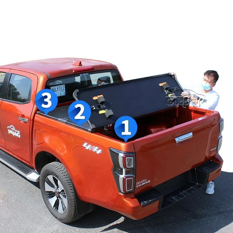 aluminum Hard tri folding pickup tonneau cover for ford ranger 2023 ISUZU Dmax Hilux Revo mazda bt50