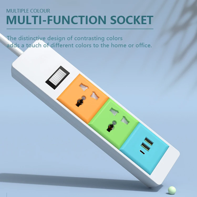 Factory wholesale 2 way power plug extension board with USB c port electric socket extension tabletop Power Strip