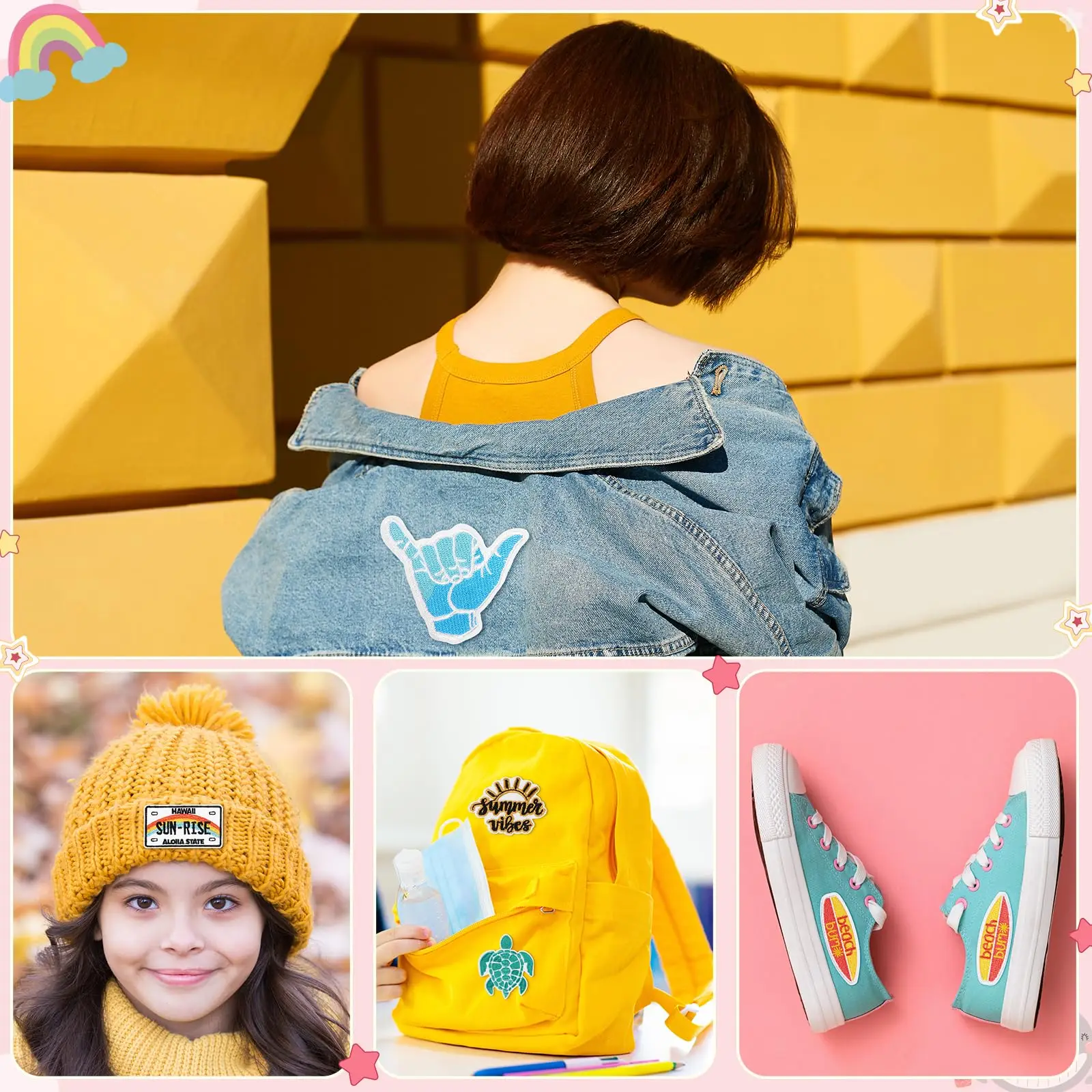 20 Pieces Iron on Hippie Vintage Patches Appliques Hippie Retro Embroidered Patches for Backpacks Jeans Jackets Cloth DIY Craft