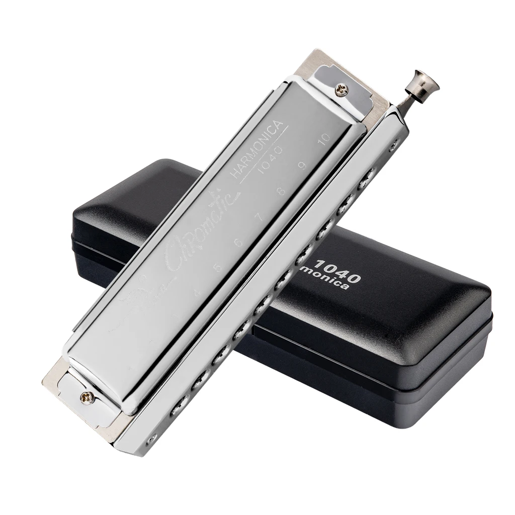 NAOMI Swan 10 Hole 40 Tone C Key Chromatic Harmonica Precision Engineered Sliding Stainless Steel Diacritical Keys For Beginners