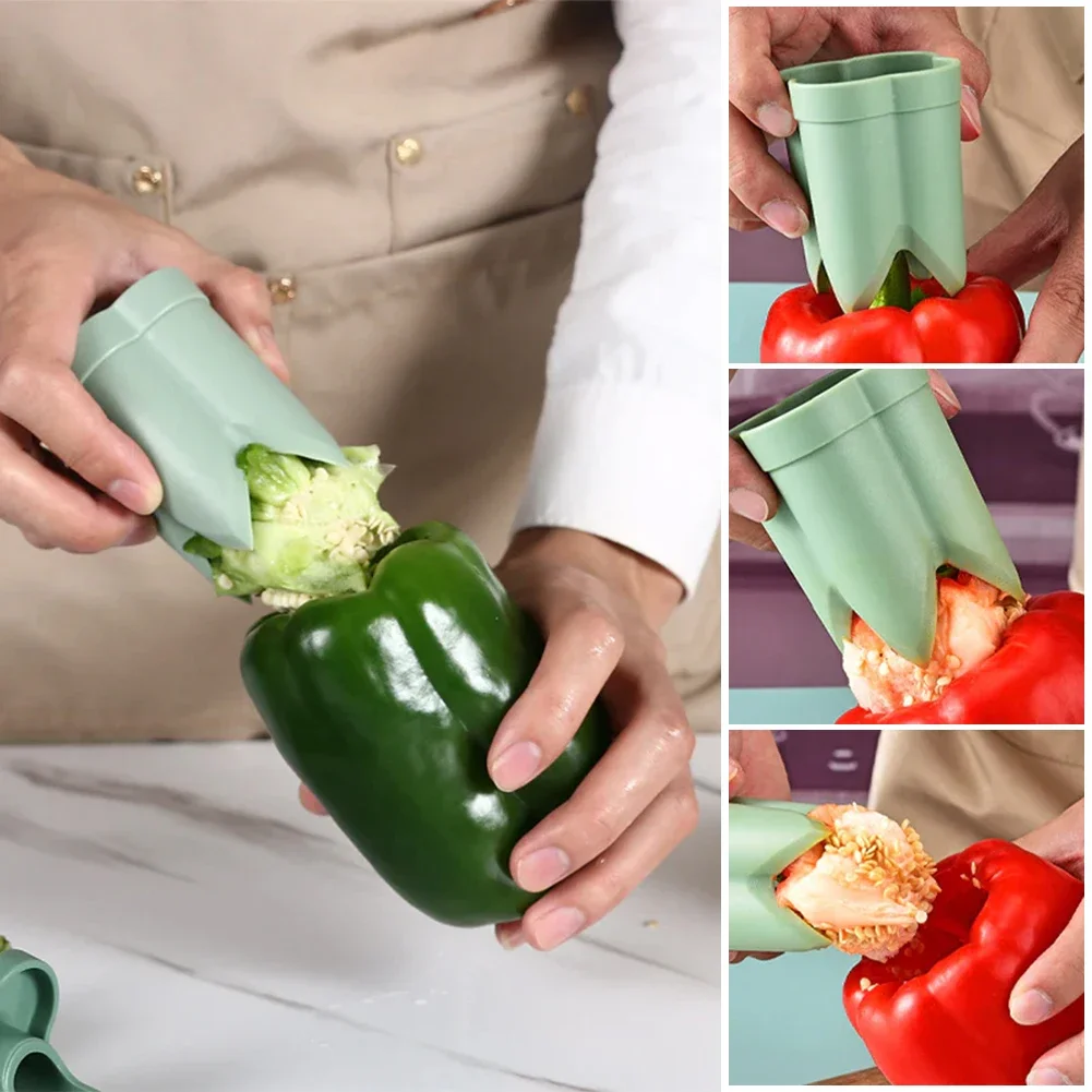 Pepper Corer Chili Seed Remover Jalapeno Peppers Cucumber Tomato Deseeder Twist Seed Bell Core Separator Cutter Kitchen Tool