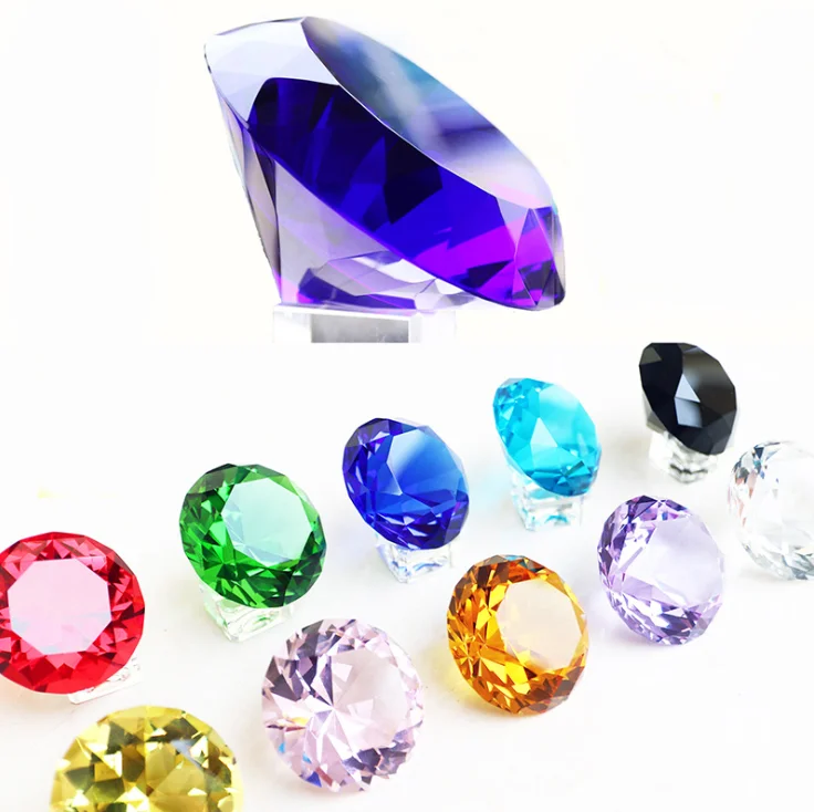 crystal crafts home decoration multi color crystal glass diamond paperweight for wedding