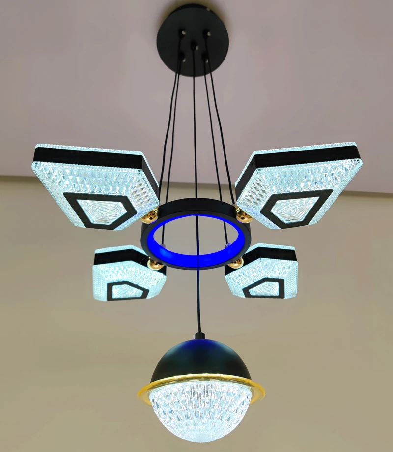 Blue and warm White led color changing pendant lamp ,square led hanging chandelier for kitchen/dinning room/bar (2631-1P)