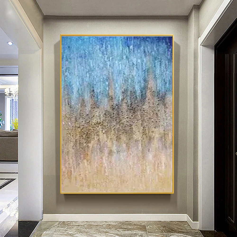 Gravel Texture Hand Painted Oil Picture Luxury Abstract Blue Sky painting oil canvas large  abstract handmade custom