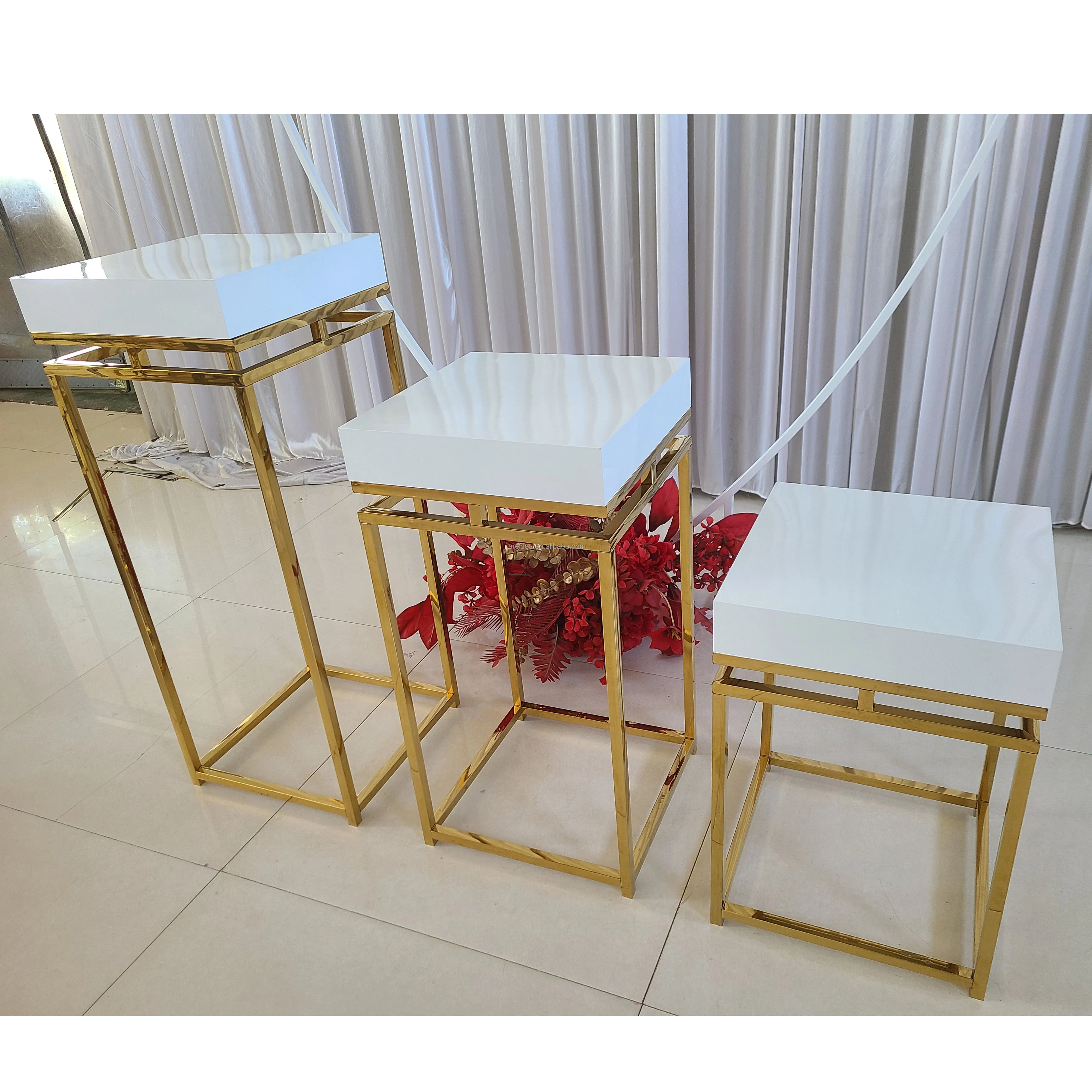 Wedding Backdrop Props Decoration Dessert Golden Cake Stand Flower Pedestal Metal Gold Plinth