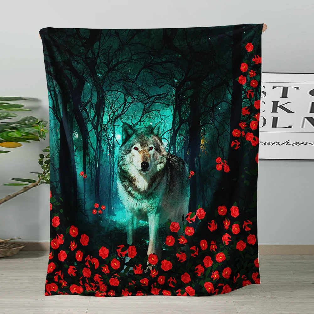 Bohemian moon wolf  custom blanket china factory super soft polyester blanket
