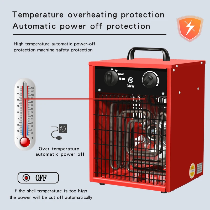 9kw Electric fan heater heating element with temperature control