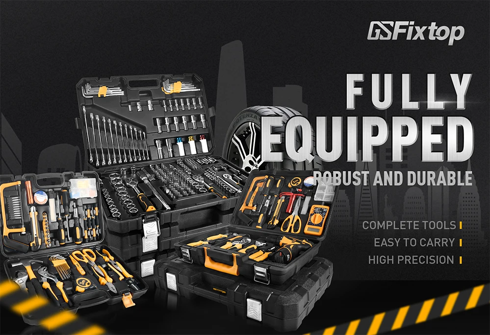GSFIXTOP Ultimate Home Construction Tools And Equipments Set Heavy Duty Mechanic Drill Complete Set Of Tool Box