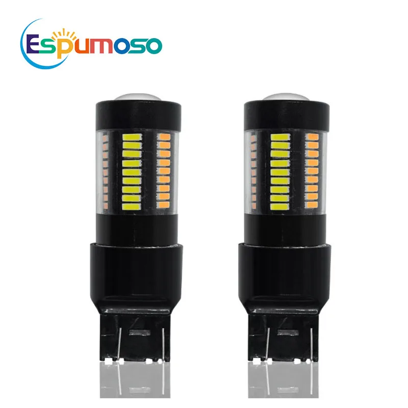 Dual Colors White Amber With Conversion Car Driving Light 12V 4014 Led Bulbs 66 SMD 3157 1157 BAY15D Led DRL Turn Light Signal