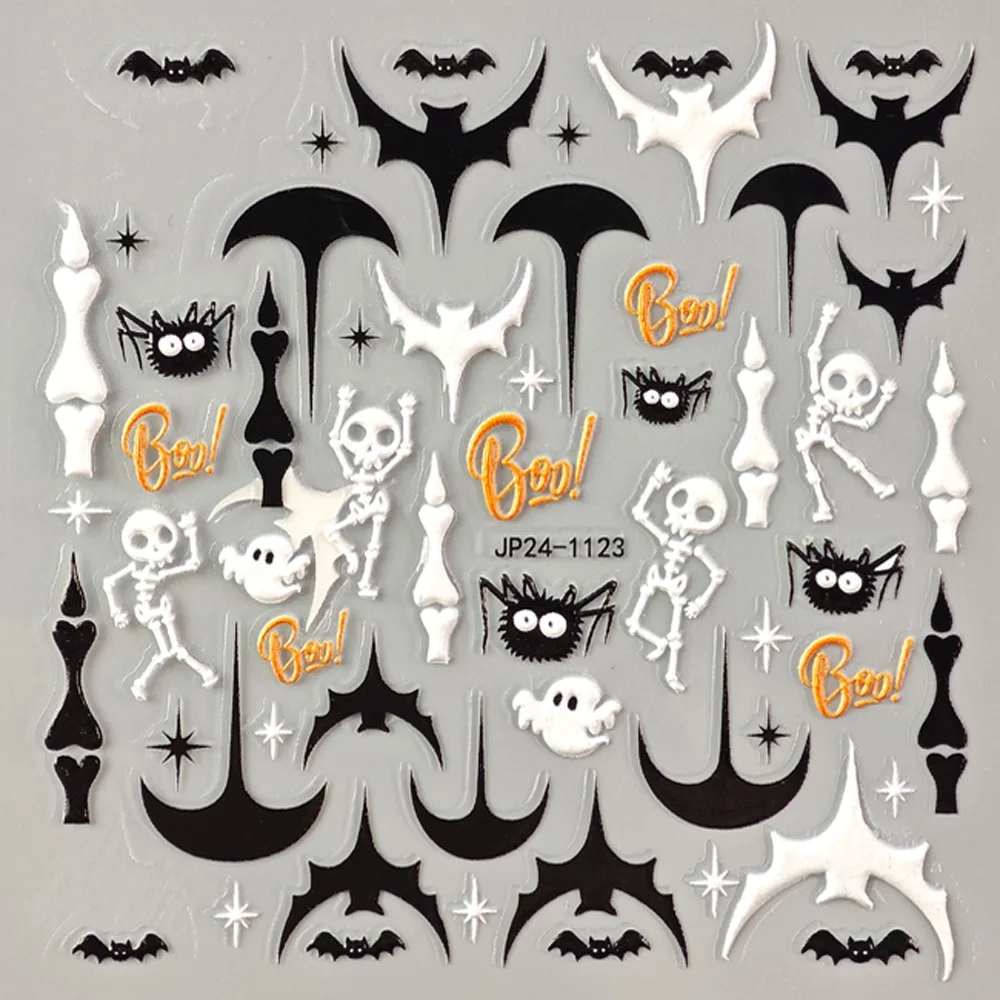 5D Sticker halloween nail art stickers Funny Skull Butterfly nail stickers for Halloween nail supplies wholesale