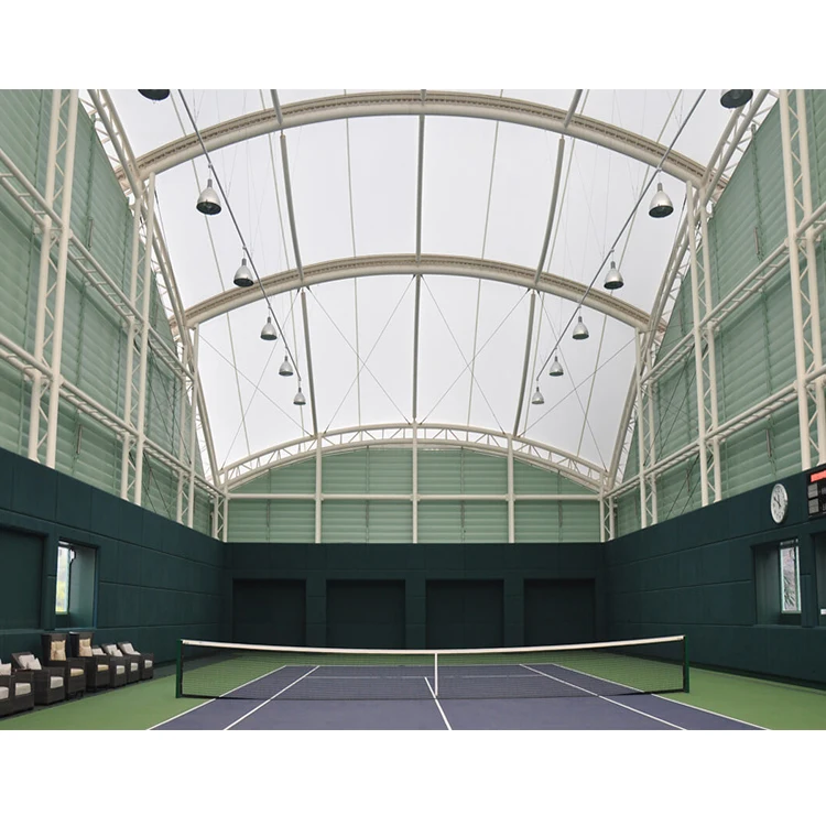 Pvdf flat membrane Factory price 140km/hour wind speed resistant tennis Court canopy for sport center club