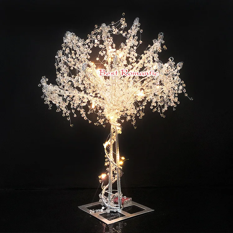 Y-Q061 Wholesale Acrylic Bead Metal Tree Healing Crystal Tree Centerpiece With Led Light For Wedding Event decoration