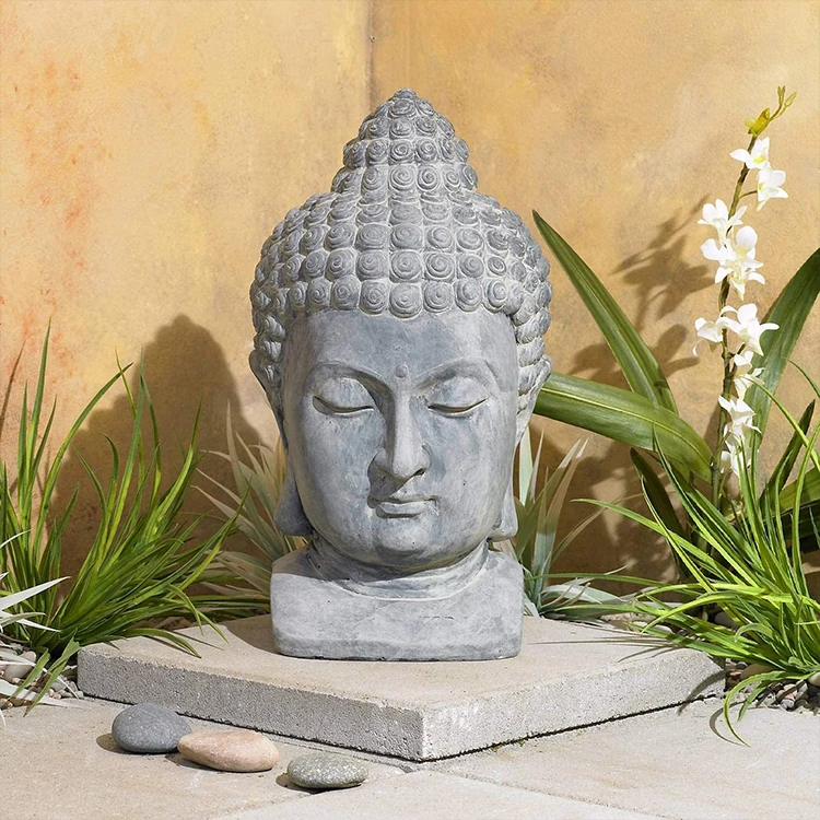 Custom design wholesale garden decorativeresin sculpture stone effect buddha head statue outdoor*