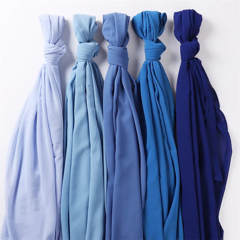 High Quality Pearl Chiffon 70*175cm Islamic Shawls Hijab Women Plain Chiffon Hijab Scarf
