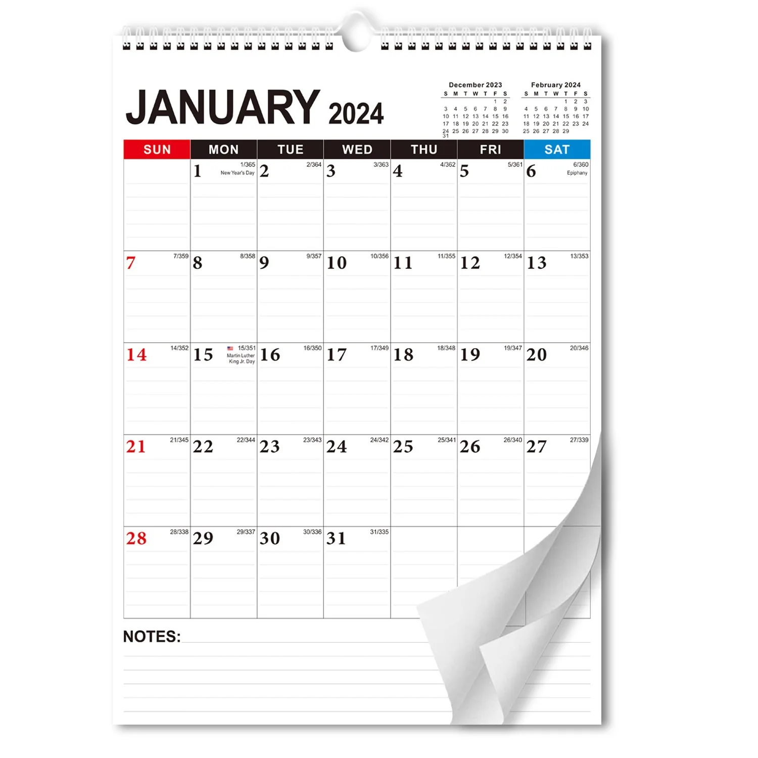 2024 Custom English Calendar Planner Wall Hanging Calendar Spiral Binding Different Design