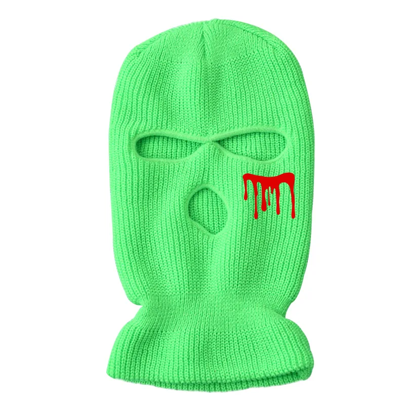 new design Halloween winter warm ski three hole knitted warm balaclava knitted beanies cap hat gorra