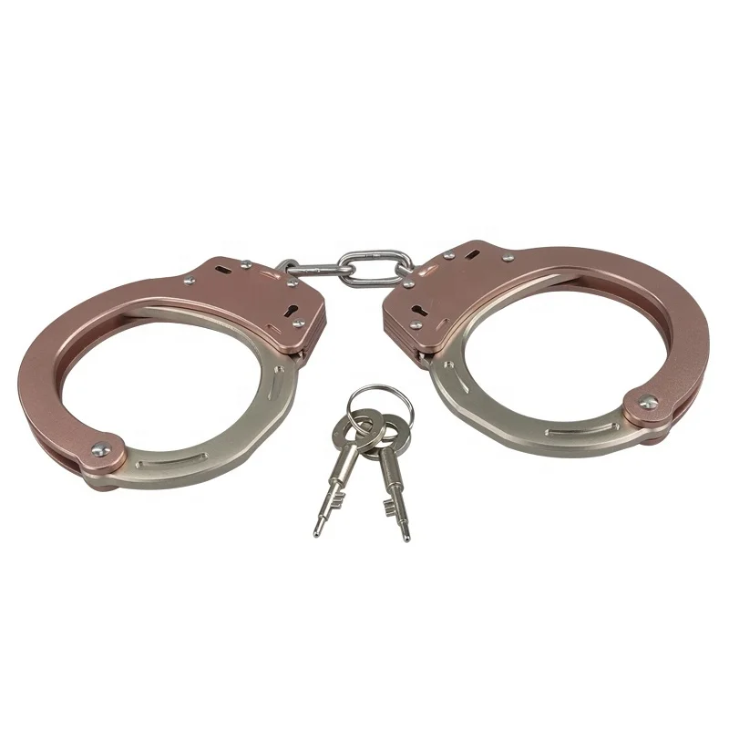 Высококачественные портативные наручники, полицейские наручники из нержавеющей стали цвета розового золота для полицейских наручников с гладкой поверхностью