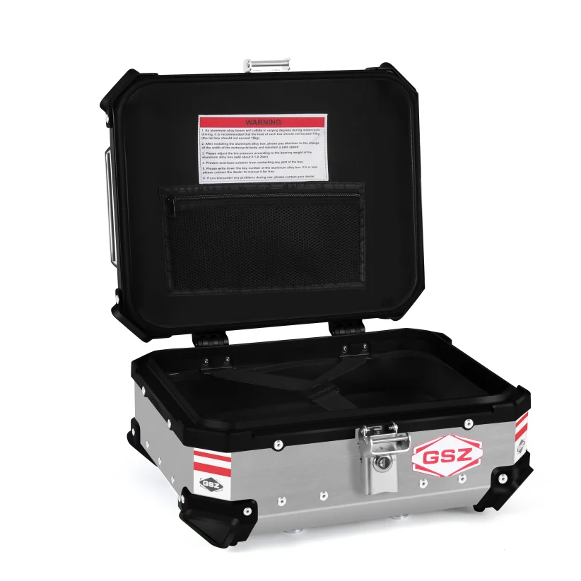 
F2 moto 22L black High quality waterproof delivery metal tail boxes small aluminum alloy motorcycle top box 