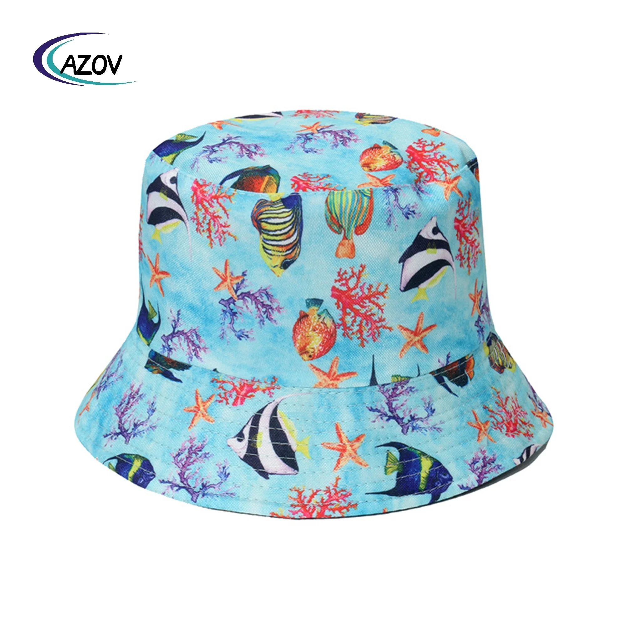 2024 Spring  Summer 2025 Sun Hat Cute Double-Sided Wear Bucket Hat Underwater World Starfish Boat Anchor Crab Bucket Hat Women