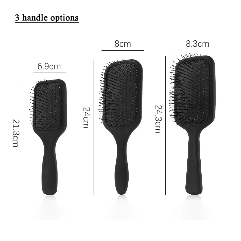 High Quality Matt Black  Nylon Boar Bristle Dry Wet Hair Detangler Hair Extension Brush