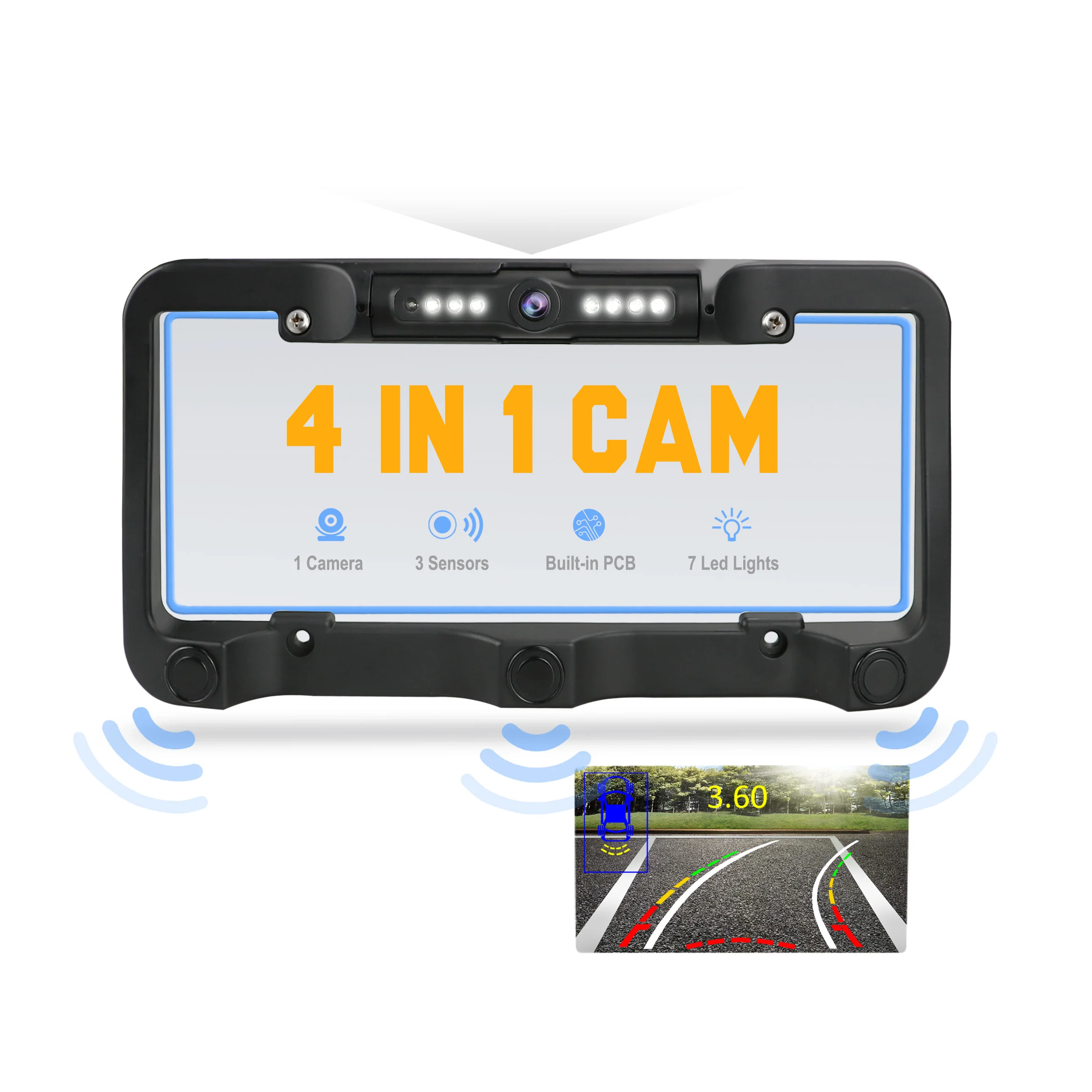 Car reversing aid video IR US licence plate car rear back camera parking sensor