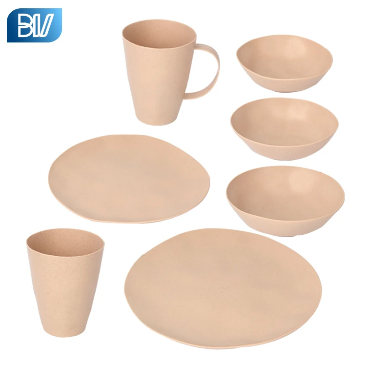 Cheap Reusable Kitchen Eco Friendly Bowl Plates Plastic Food Dinner Set