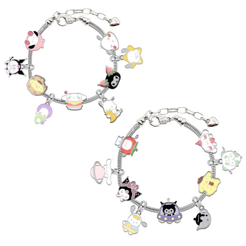 Cute Cartoon Anime Kuromi Pochacco Pendant Bracelets for Women Student Beaded Bracelet Party Jewelry