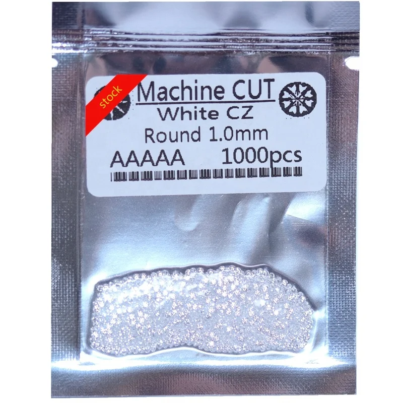 Redleaf wholesale 3A white color round zircon 0.8mm-2mm loose gemstones small synthetic cubic zirconia