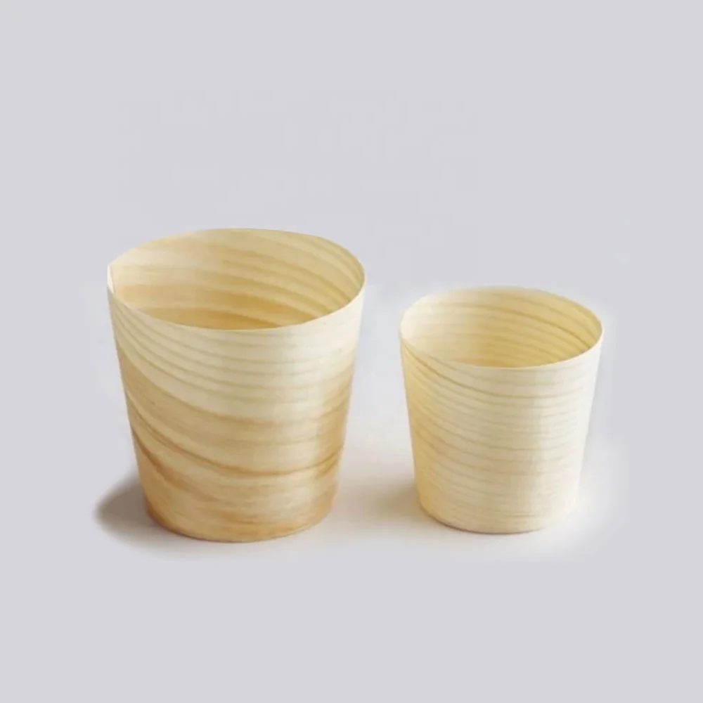 Custom Wood Measuring Dessert Tea Wine Coffee Cup Wooden Drinking Wooden Disposable Cups