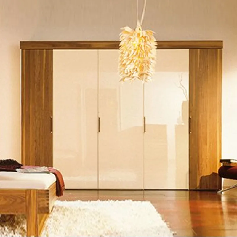 Bespoke White Glossy Laminate Girls Clothes Large Storage Organizer Push Door Wardrobe Simple Modern Bedroom Wardrobes