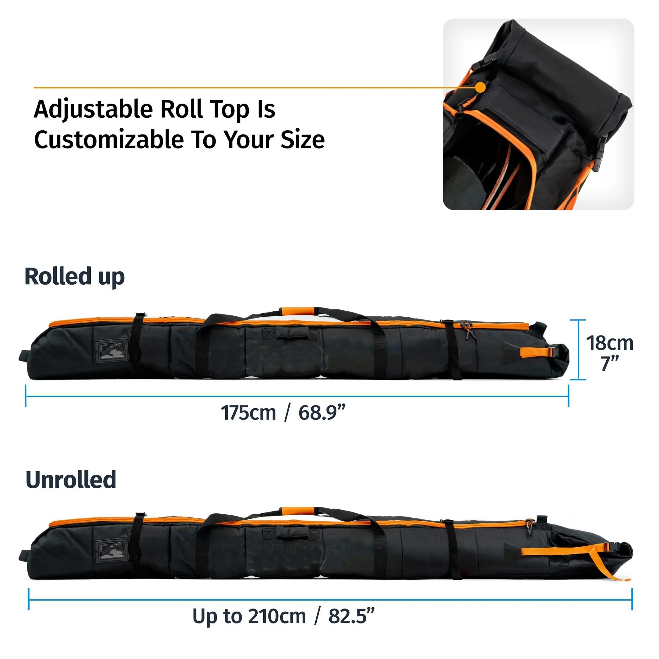 Custom Logo Durable Multifunctional Snow Equipment Ski Snowboard Bag Adjustable Length Ski Travel Carry Case