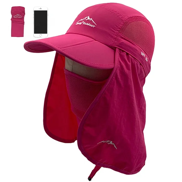 High quality foldable outdoor hat sun protection hat with shield custom fisherman hat
