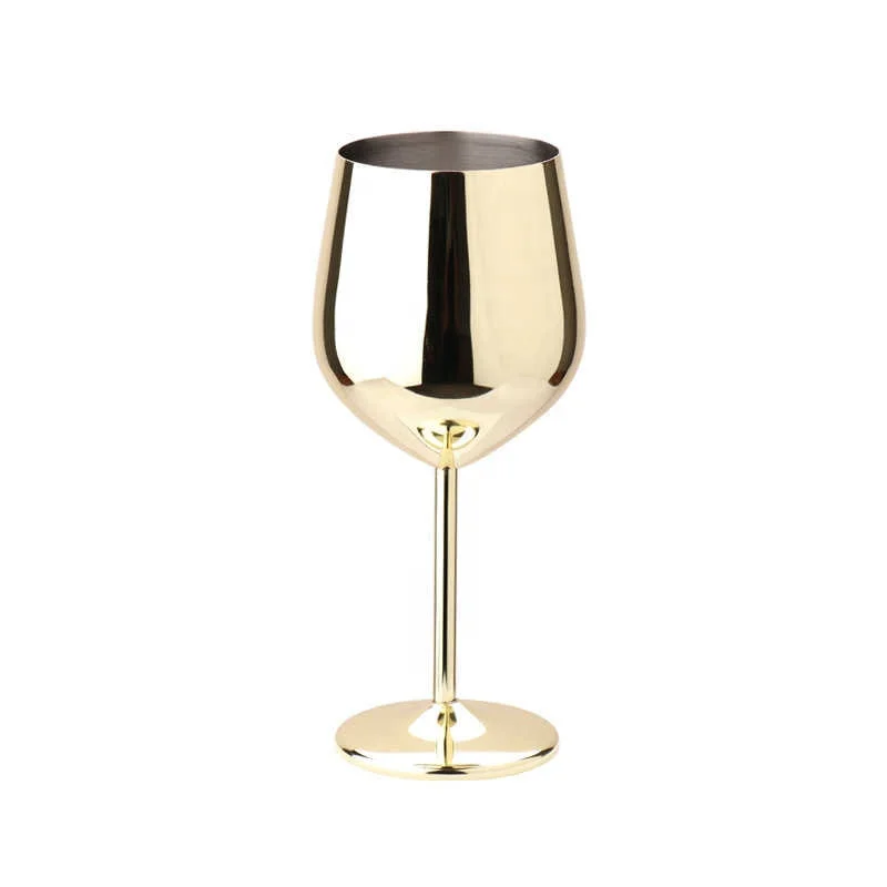 500ml Creative 304 Stainless Steel Single Tier Highball Red Wine Glass Colorful Large Capacity Drum-shaped Drop Resistant Copper