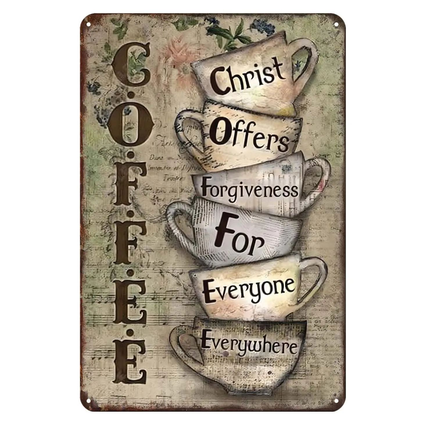 Coffee Lover Christ Offers for Everyone Everywhere Metal Tin Signs Wall Decoration Bar Pub Family Cafe Decor 8x12 inch